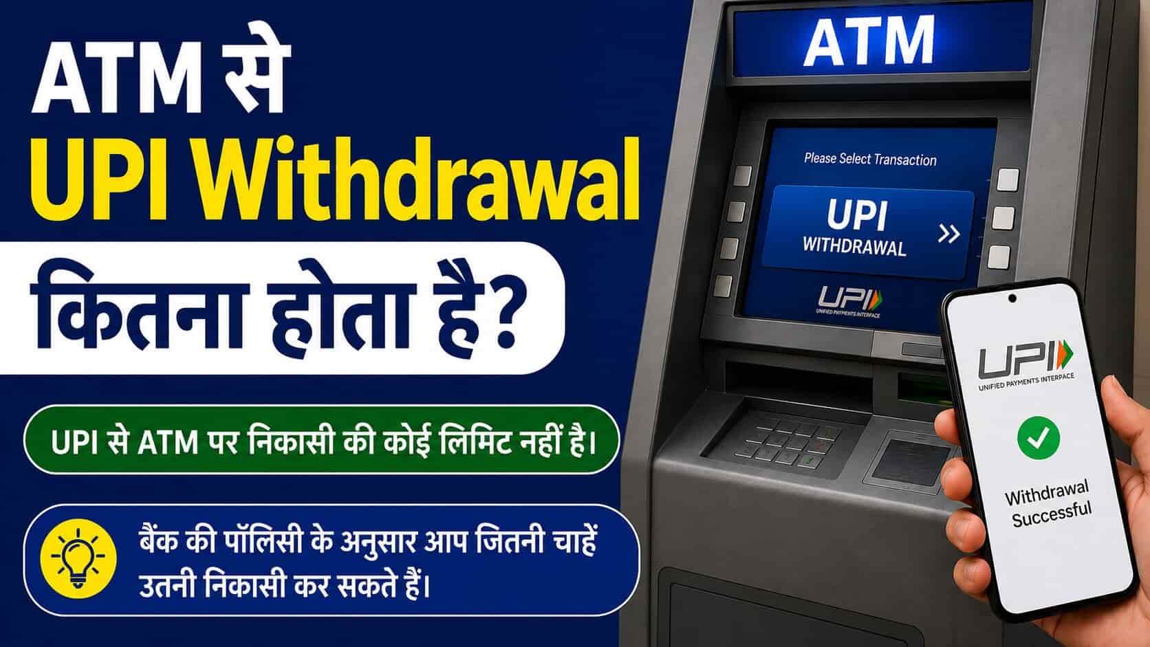 ATM Se UPI Withdrawal Kitna Hota Hai